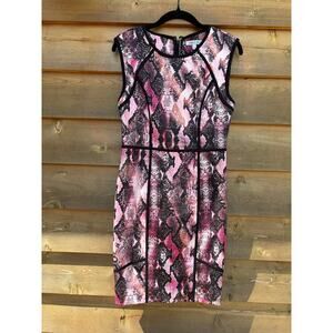 Jennifer Lopez pink snakeskin sleeveless bodycon sheath dress